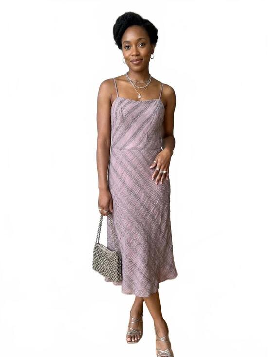 Tessuto Dresses & Skirts - Vintage Tessuto Silk Blend Textured Lavender Midi Slip Dress Y2K Fairy Size 6